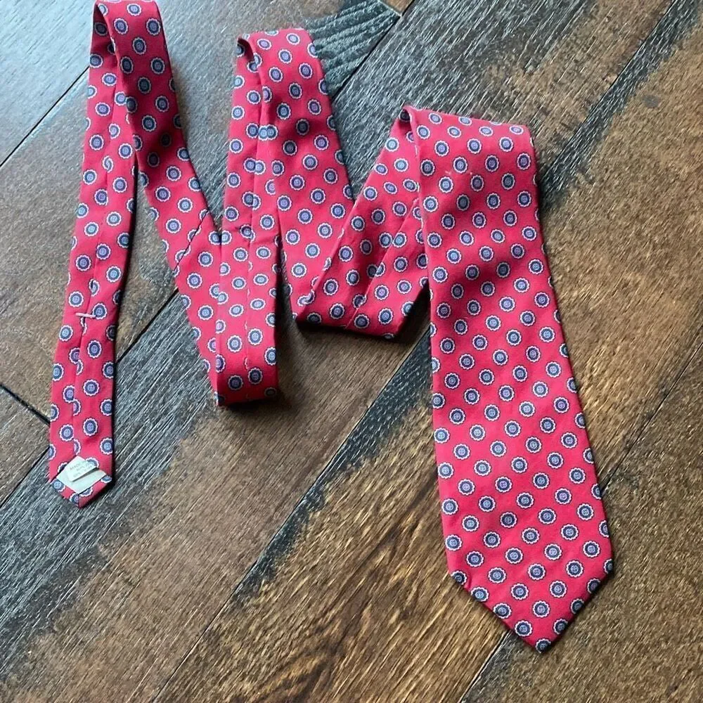 Mario Valentino 100% Italian silk tie red blue suits Dressy career men’s workwea