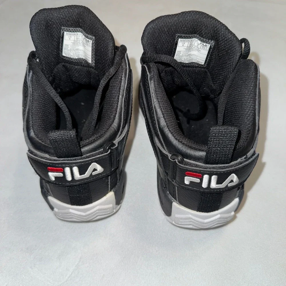 Fila Grant Hill 2 Mid Top Sneakers Youth‎ Kids Size 6 US Black Basketball Shoes