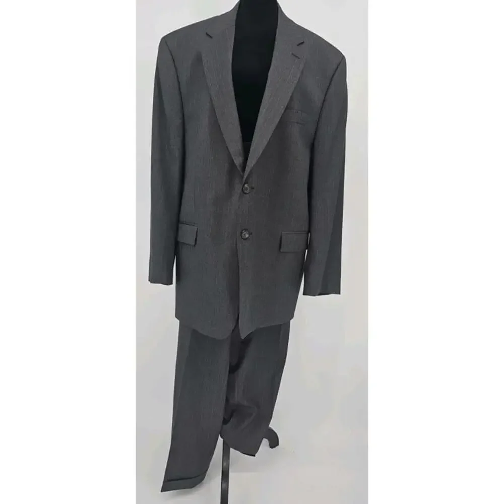 Lauren Ralph Lauren Gray Pinstriped Suit 50R Wool Two-Piece Suit 39x28.5 Trouser