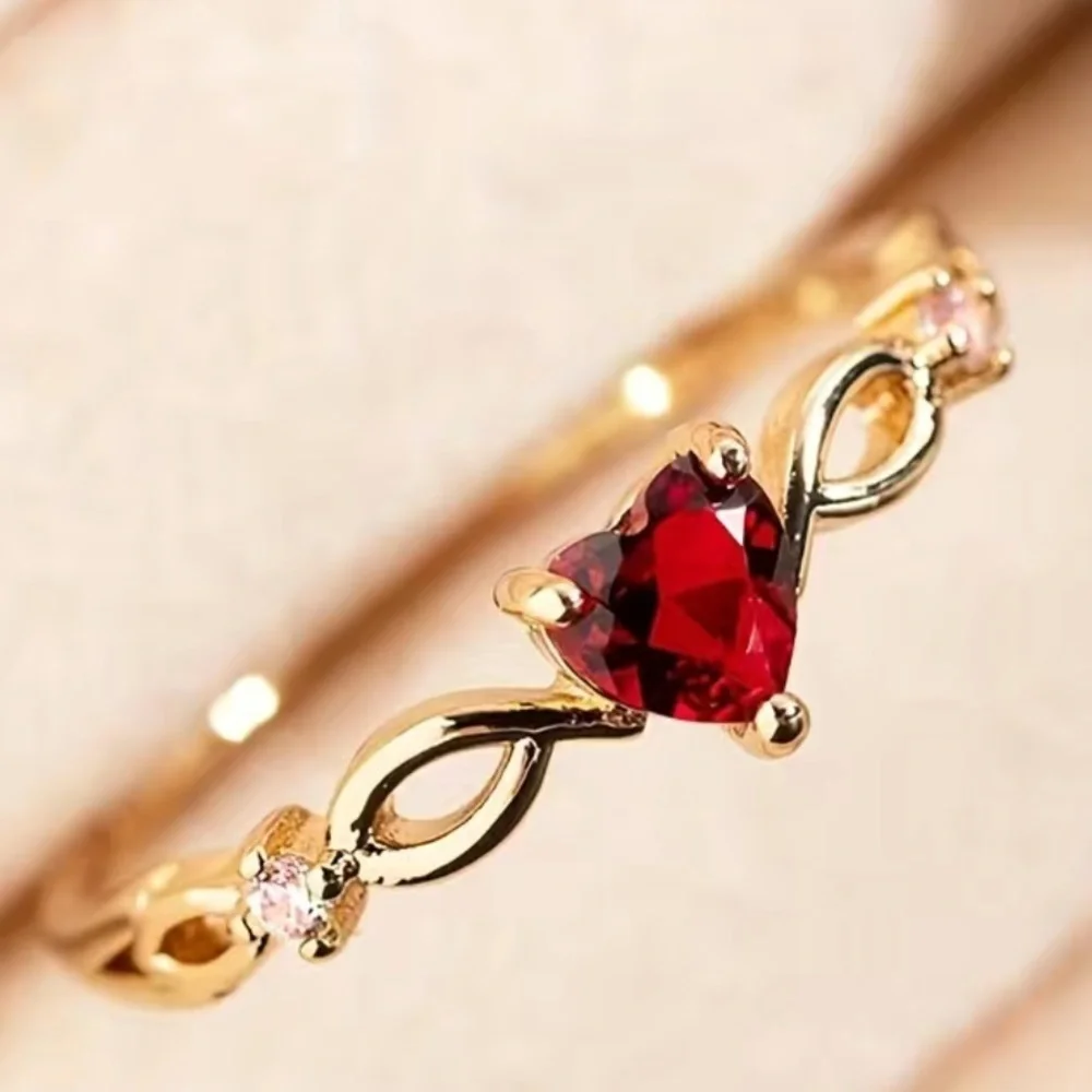 3/$25, Heart Ring Size 7 Faux Ruby and Hold Tone