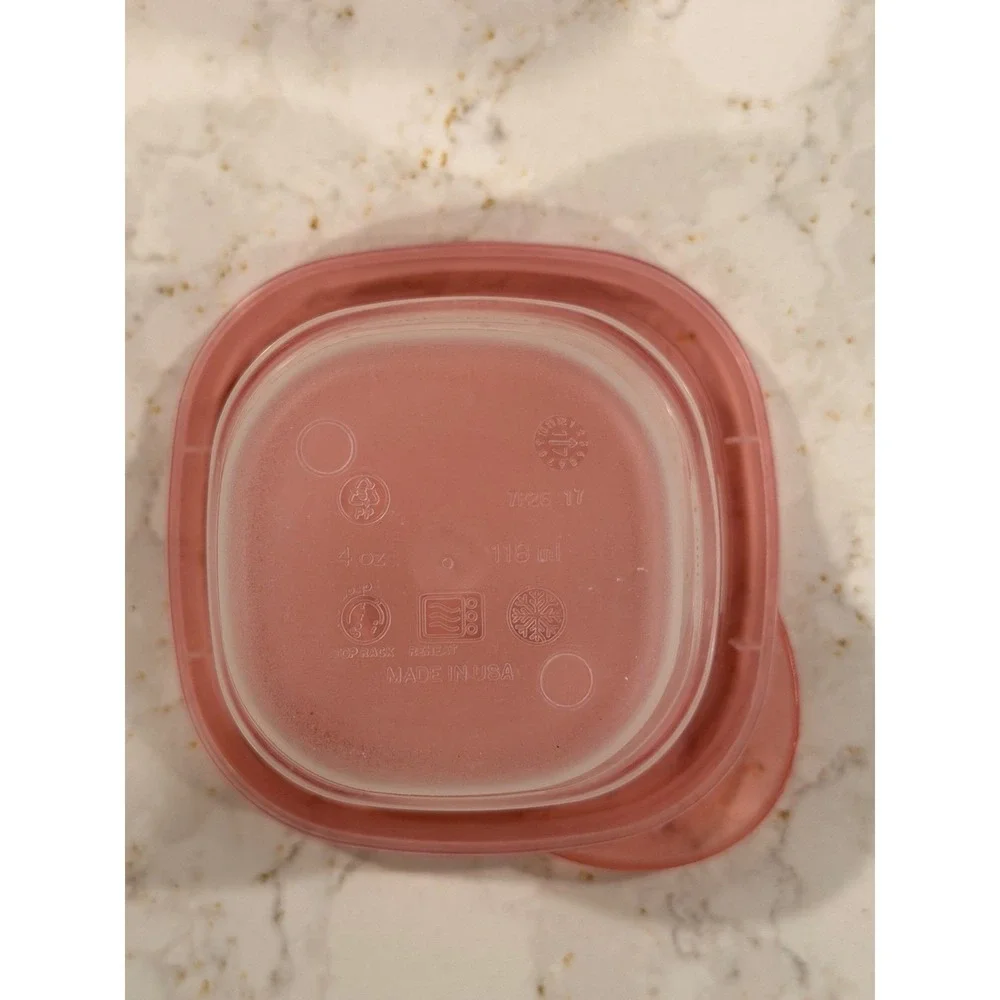 Rubbermaid TakeAlongs 3oz Snack Containers Set of 6 Pink Lids 118ml Small Square