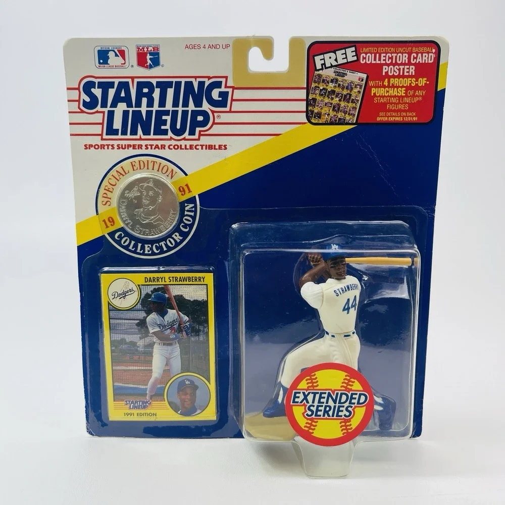 1991 Starting Lineup MLB Darryl Strawberry Dodgers Extended Series Card Coin