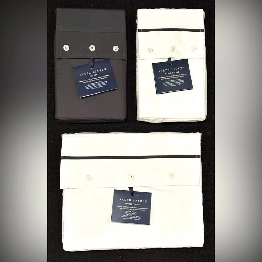 $425 NEW RALPH LAUREN HOME QUEEN LOFT GRAY SET FLAT SHEET + 4 PILLOWCASES 464 TC