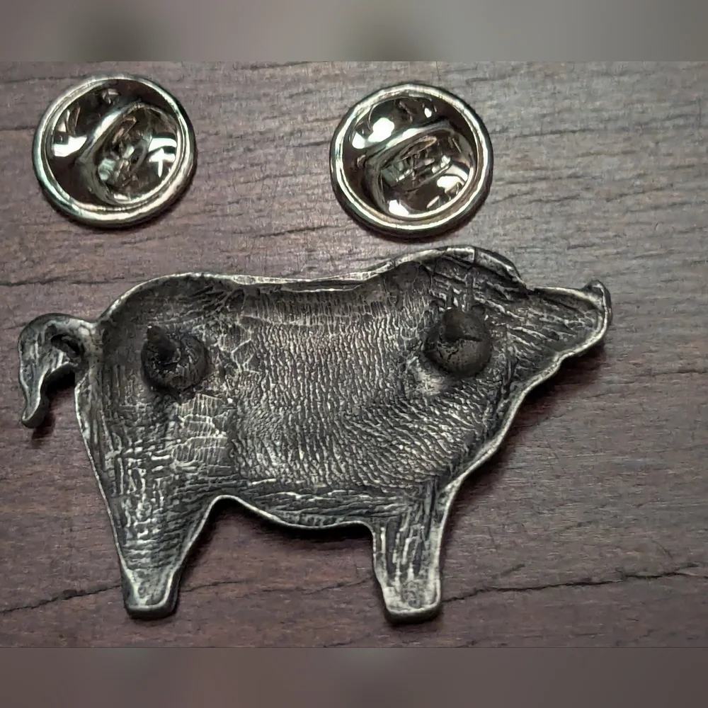 Vintage Adorable Pewter Pig Brooch