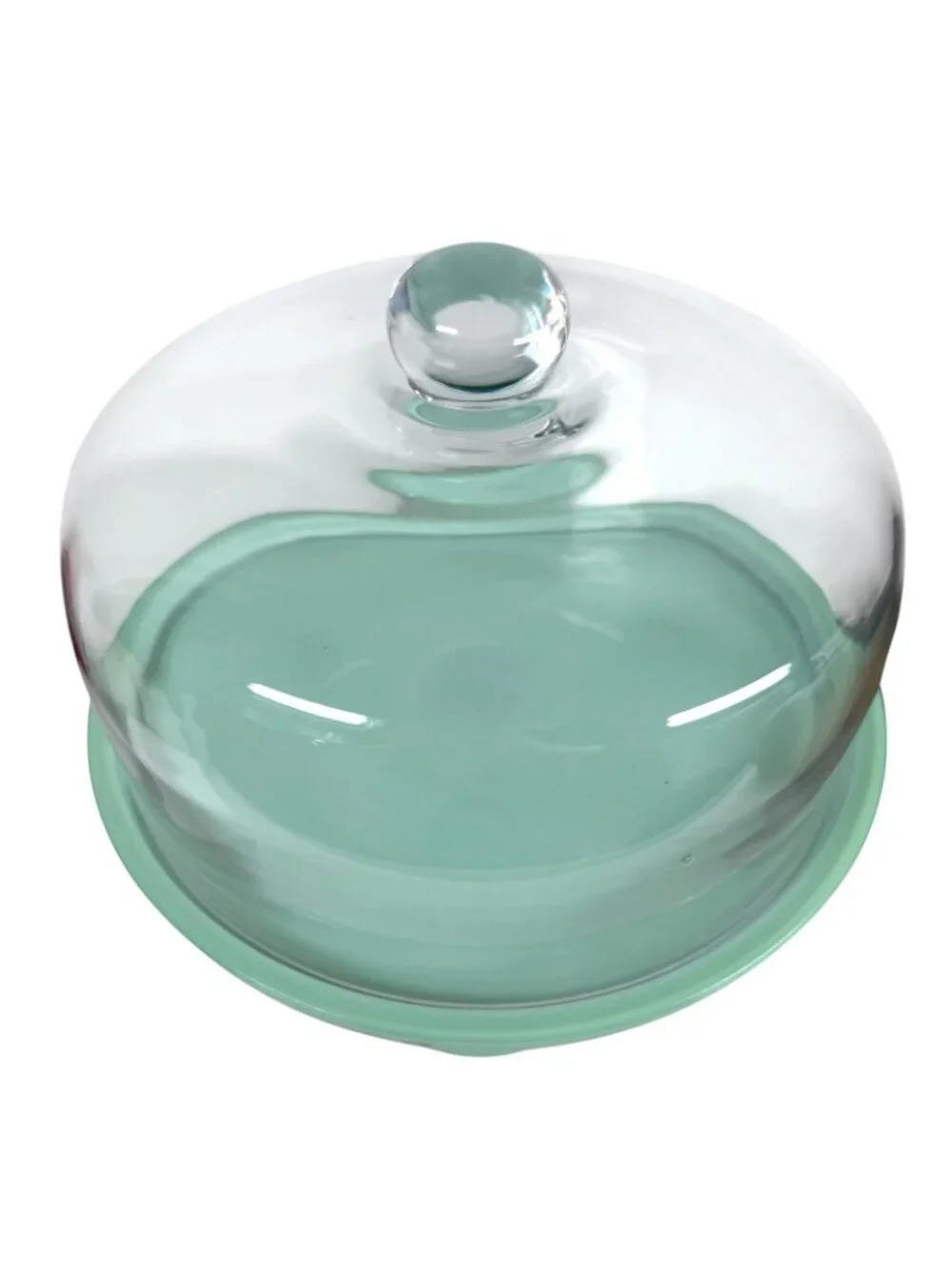 The Pioneer Woman Jadeite Green Pedestal Cake Plate Stand 10” W/ Glass Lid NEW
