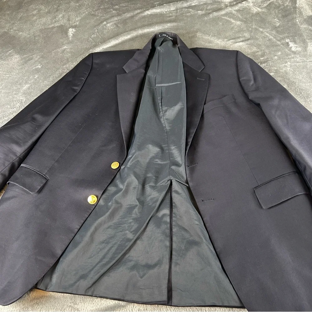 Lauren‎ Ralph Lauren Blazer Sport Coat Men 43R Navy Blue Gold Buttons 100% Wool
