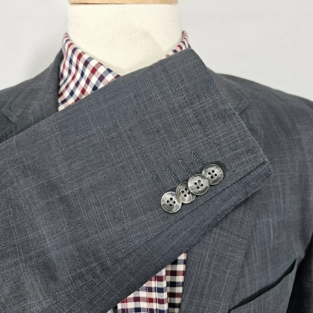 Joseph Abboud Men's Sport Coat Blazer Two Button Gray Plaid Cotton Size XL