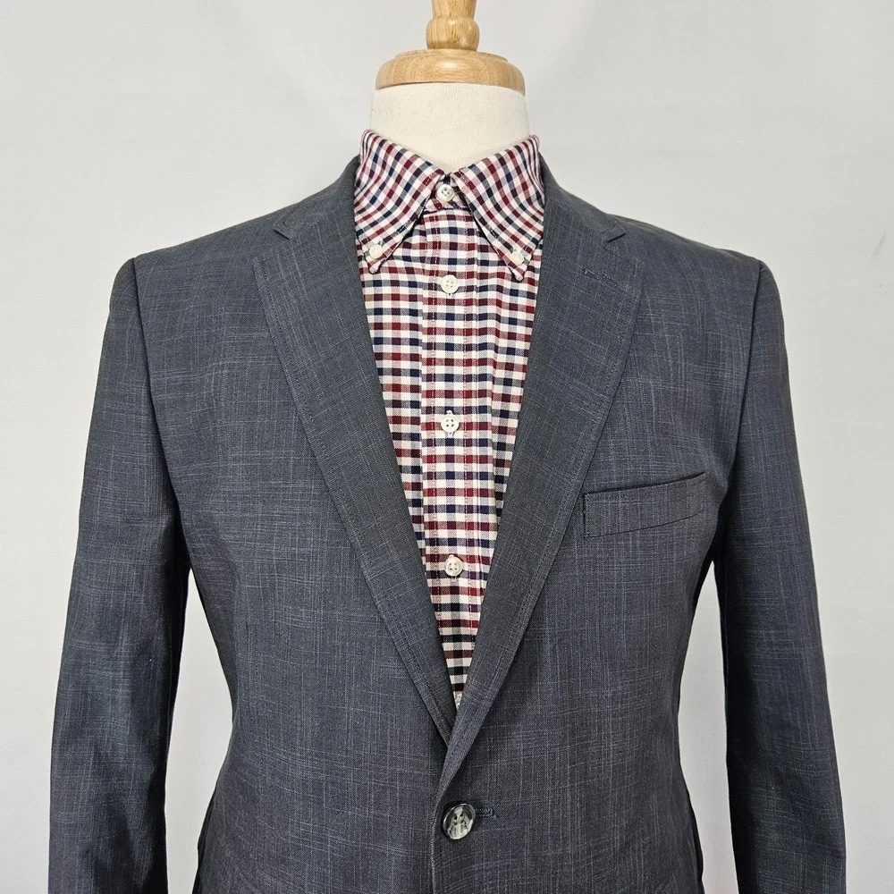 Joseph Abboud Men's Sport Coat Blazer Two Button Gray Plaid Cotton Size XL