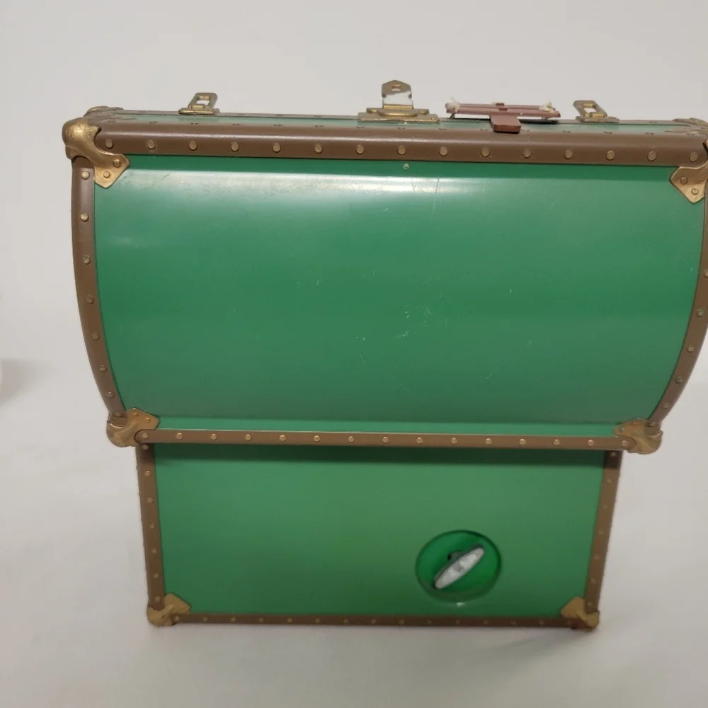 Enesco Green Toy Chest with Colorful Vintage Playset Figurines