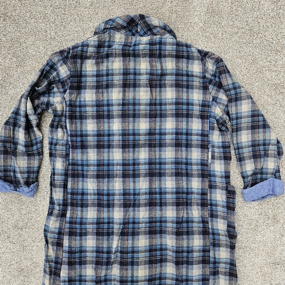 Vintage 60s Pendleton Made In USA Blue Tartan Plaid Virgin Wool Robe Mens Large