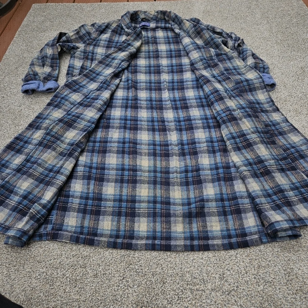 Vintage 60s Pendleton Made In USA Blue Tartan Plaid Virgin Wool Robe Mens Large