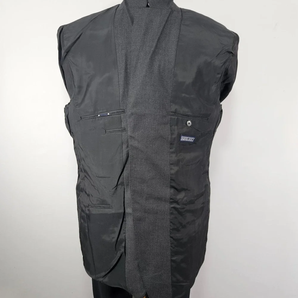 Land's End Men's Sport Coat Blazer Three Button Gray Birds Eye Wool Size 46R