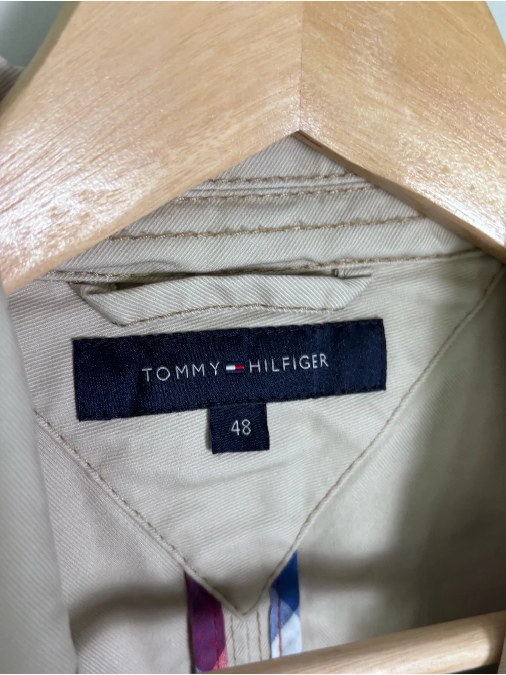 VTG Y2K Tommy Hilfiger Men's Khaki Twill Cotton Blazer-Beige-48-Preppy/Casual