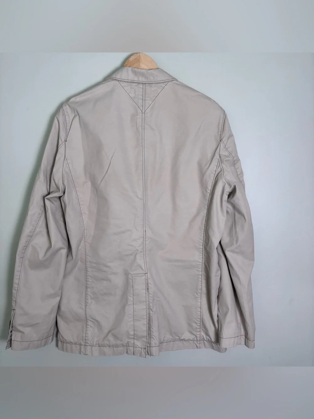 VTG Y2K Tommy Hilfiger Men's Khaki Twill Cotton Blazer-Beige-48-Preppy/Casual
