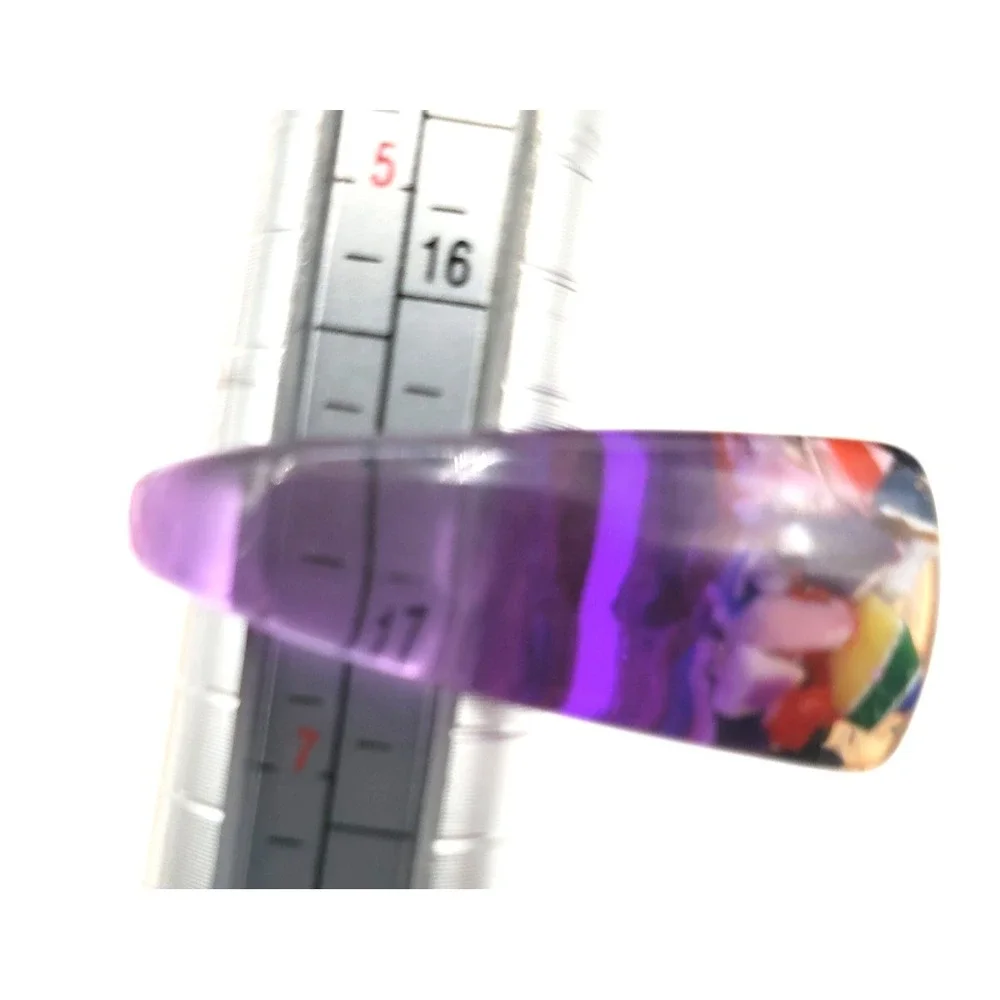 Chunky Purple Resin Ring Confetti Terrazzo Inclusion Clear Acrylic Statement Sz7