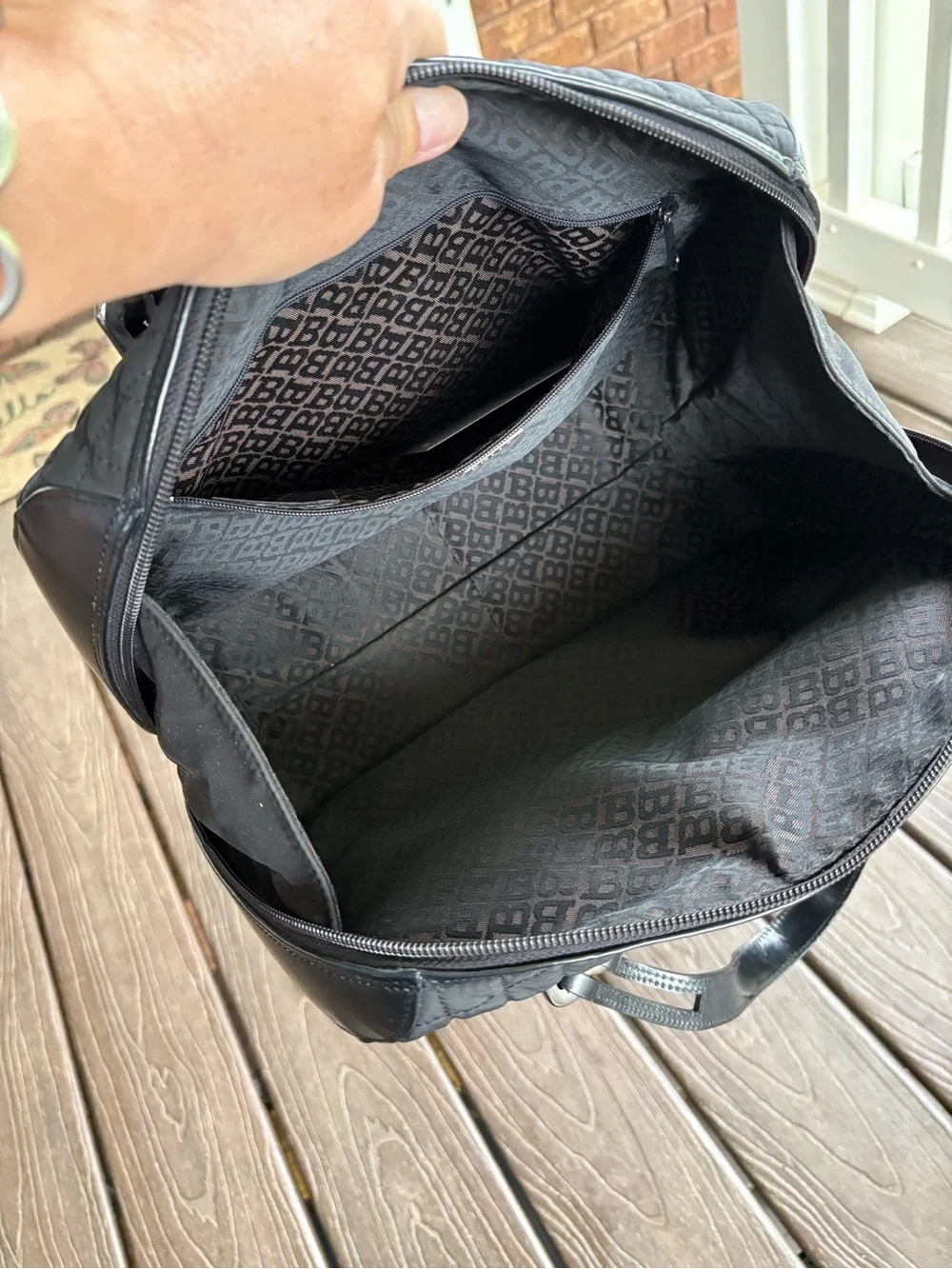 VINTAGE BALLY Black Quilted Nylon Satchel Top Handle Shoulder Bag Leather Trim
