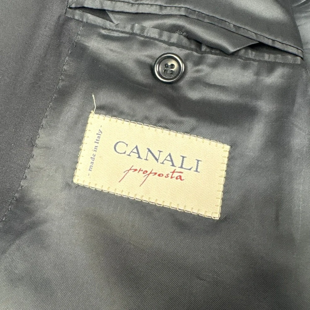 Canali Proposta Blazer Mens 50R (US44) Black Double Breasted Loro Piana 120 Wool