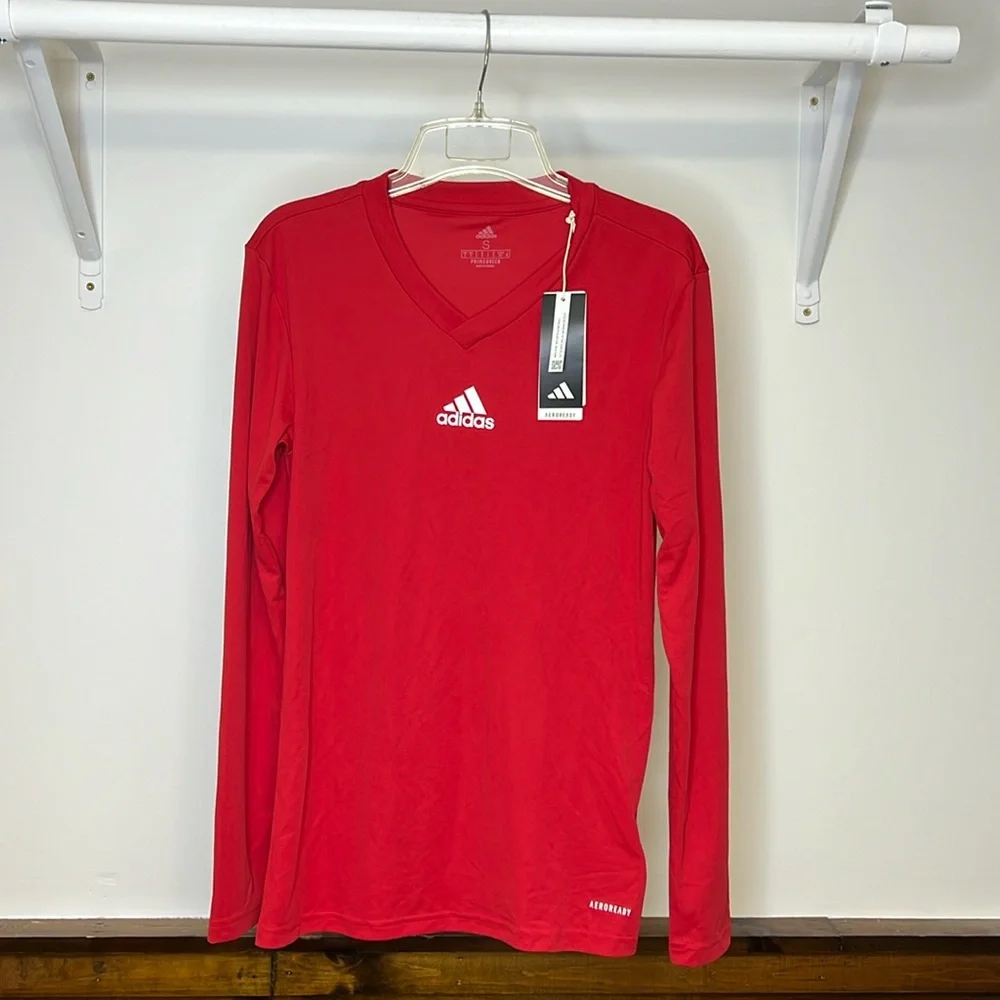 NWT Adidas Red Soccer Long Sleeve Top-‎ S