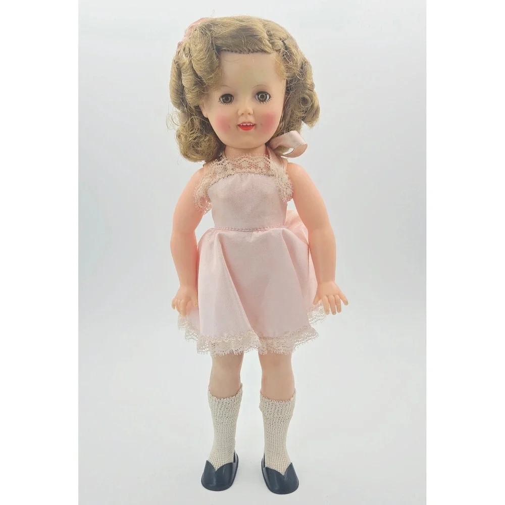 Vintage Shirley Temple Doll Ideal Toy Corp Pink Lace Dress Original Box 12in