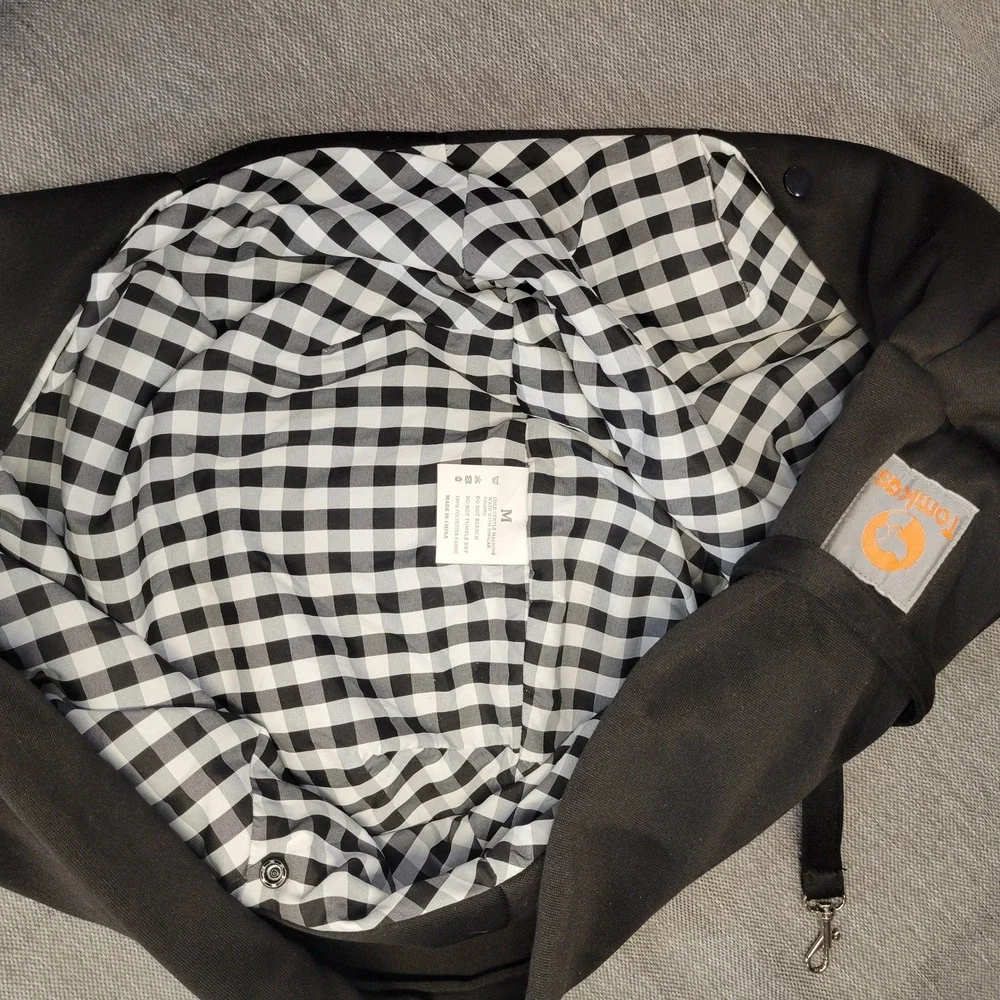 Tomkas Small Pet Sling Carrier Black Gingham with Pocket Medium Dog Cat Bag