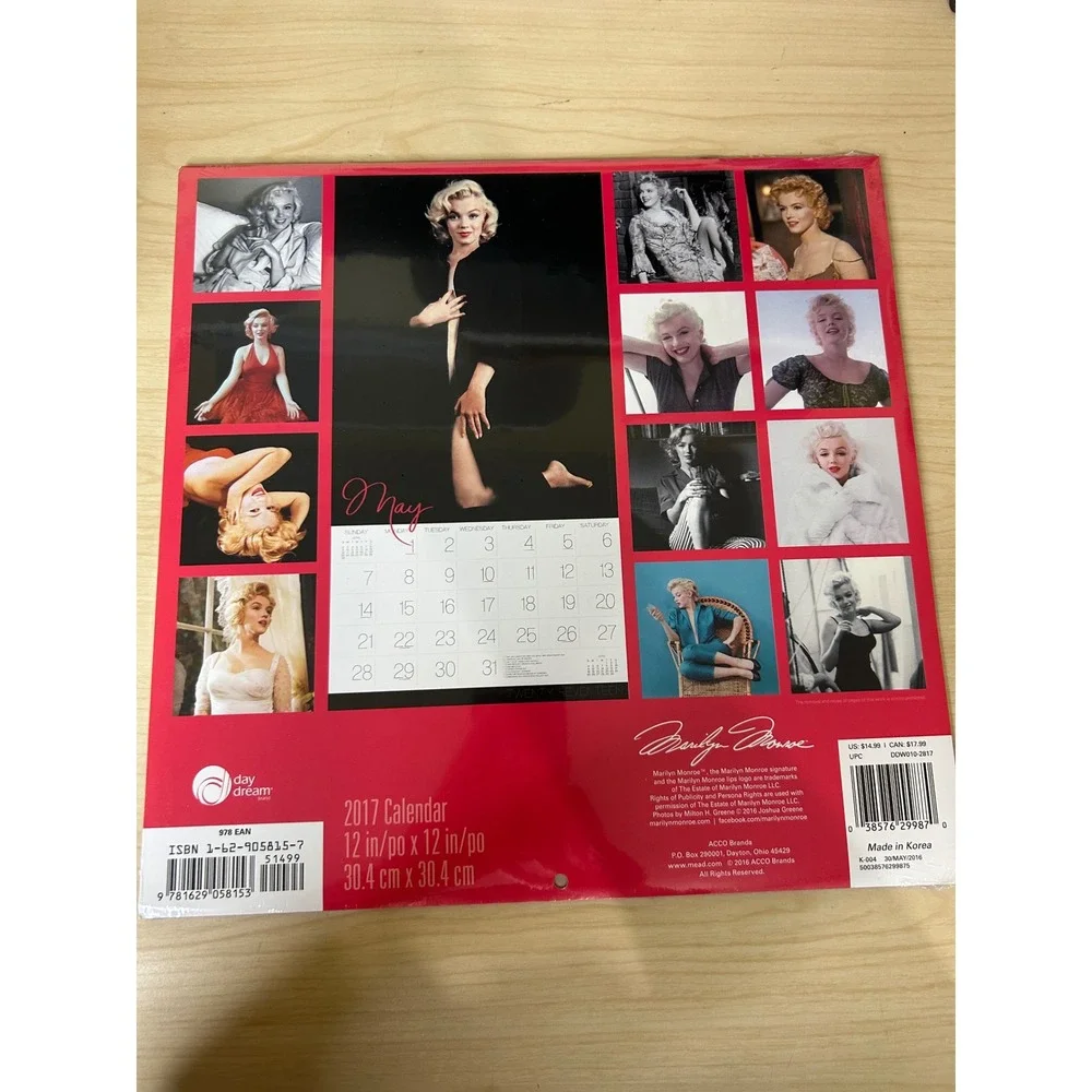Marilyn Monroe 2017 Wall Calendar 16 Month Sealed‎ Milton H Greene Day Dream