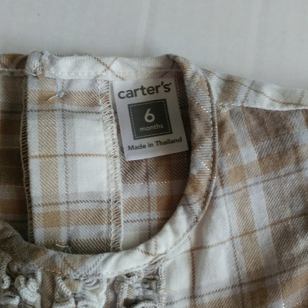 Carter's Plaid Dress & Tights 6M