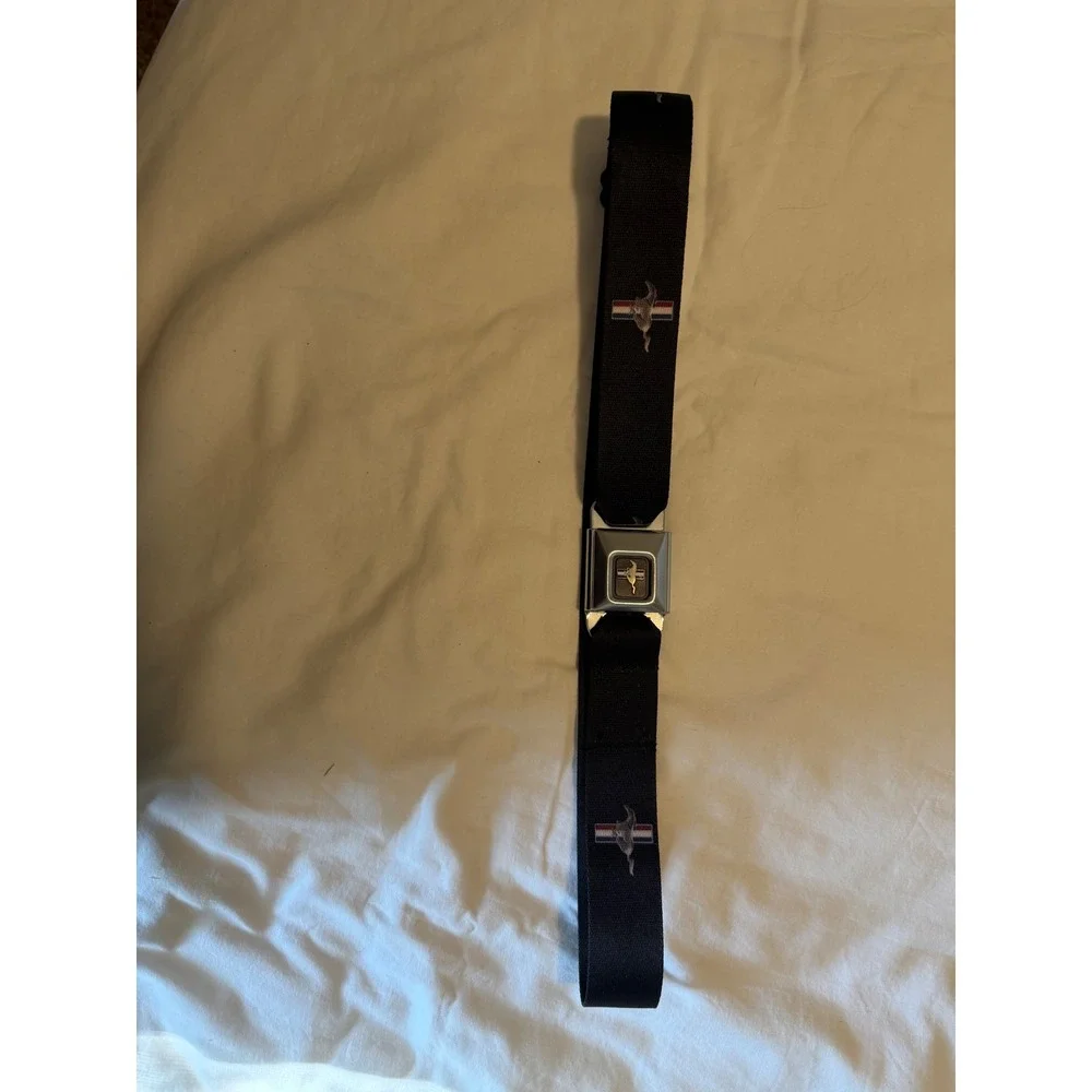 Buckle-Down Ford Mustang Seatbelt Belt Chrome Buckle Adjustable Made in USA