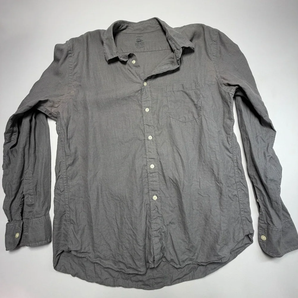 J.Crew Irish Linen Shirt XL Lot Pink Stripe Gray White Baird McNutt