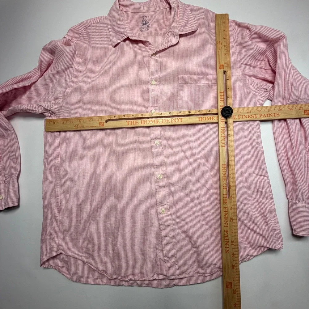 J.Crew Irish Linen Shirt XL Lot Pink Stripe Gray White Baird McNutt