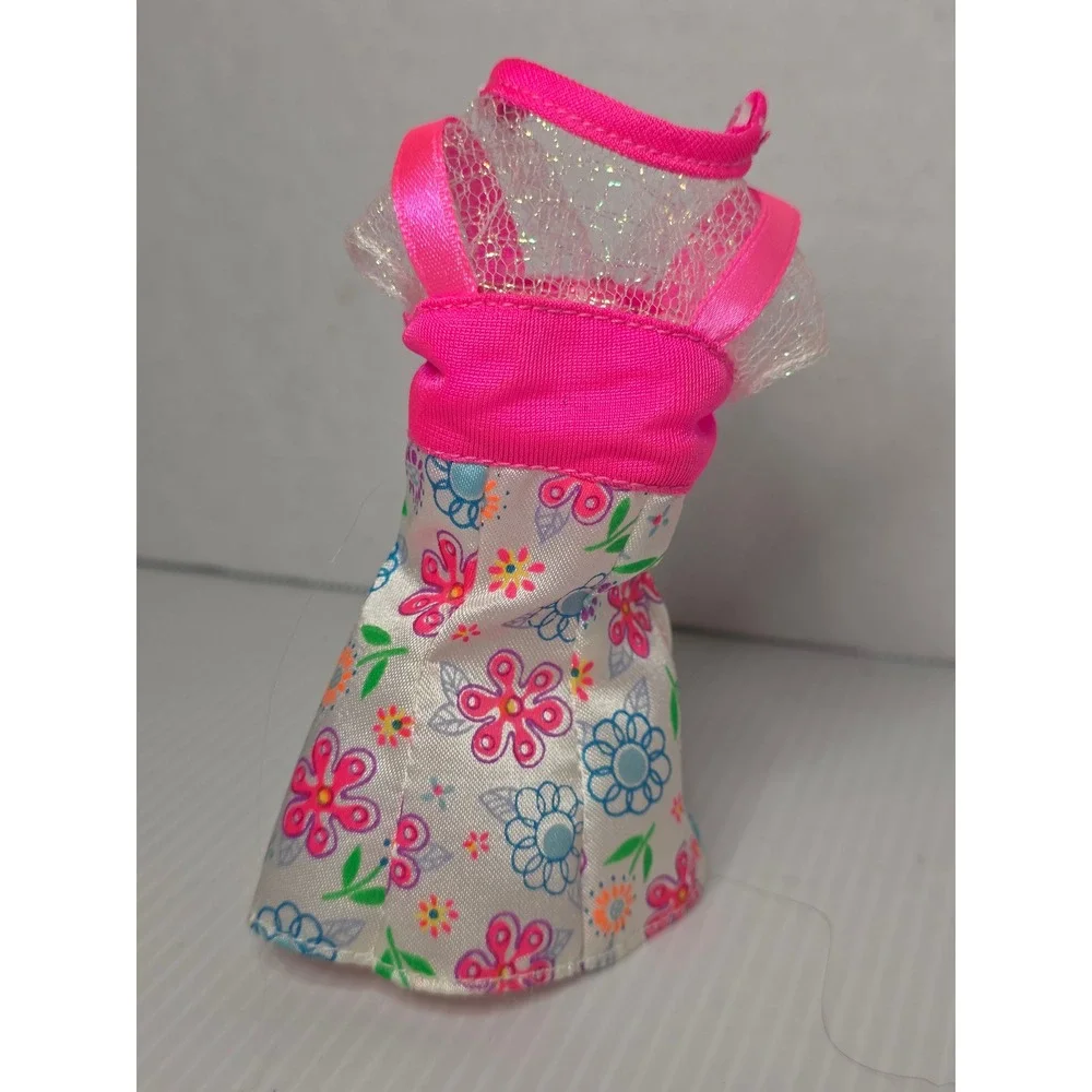 Barbie Flower Fun Floral Mini‎ Dress Pink Mesh Mattel Vintage