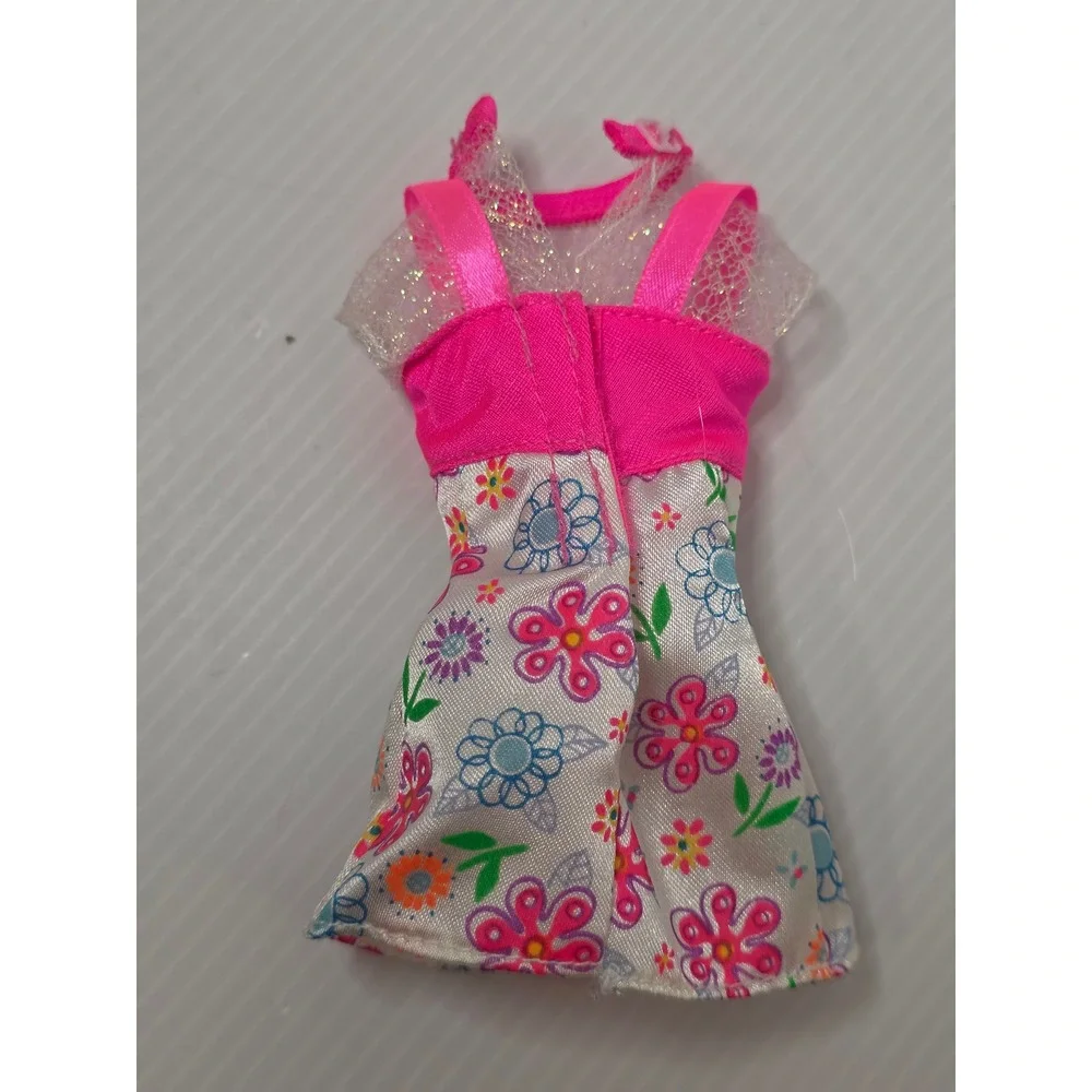 Barbie Flower Fun Floral Mini‎ Dress Pink Mesh Mattel Vintage