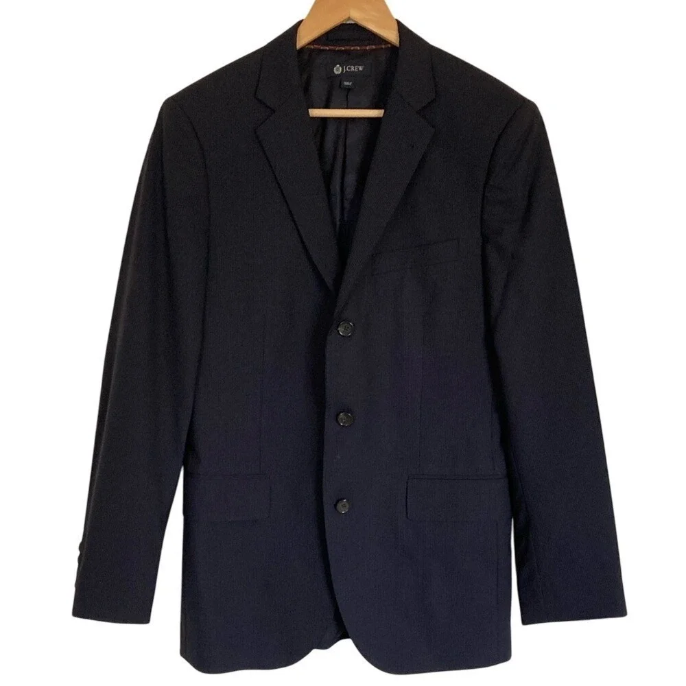 J. Crew Men's Alridge Wool‎ Blazer Jacket Navy Pinstripe Size 38R 3 Button