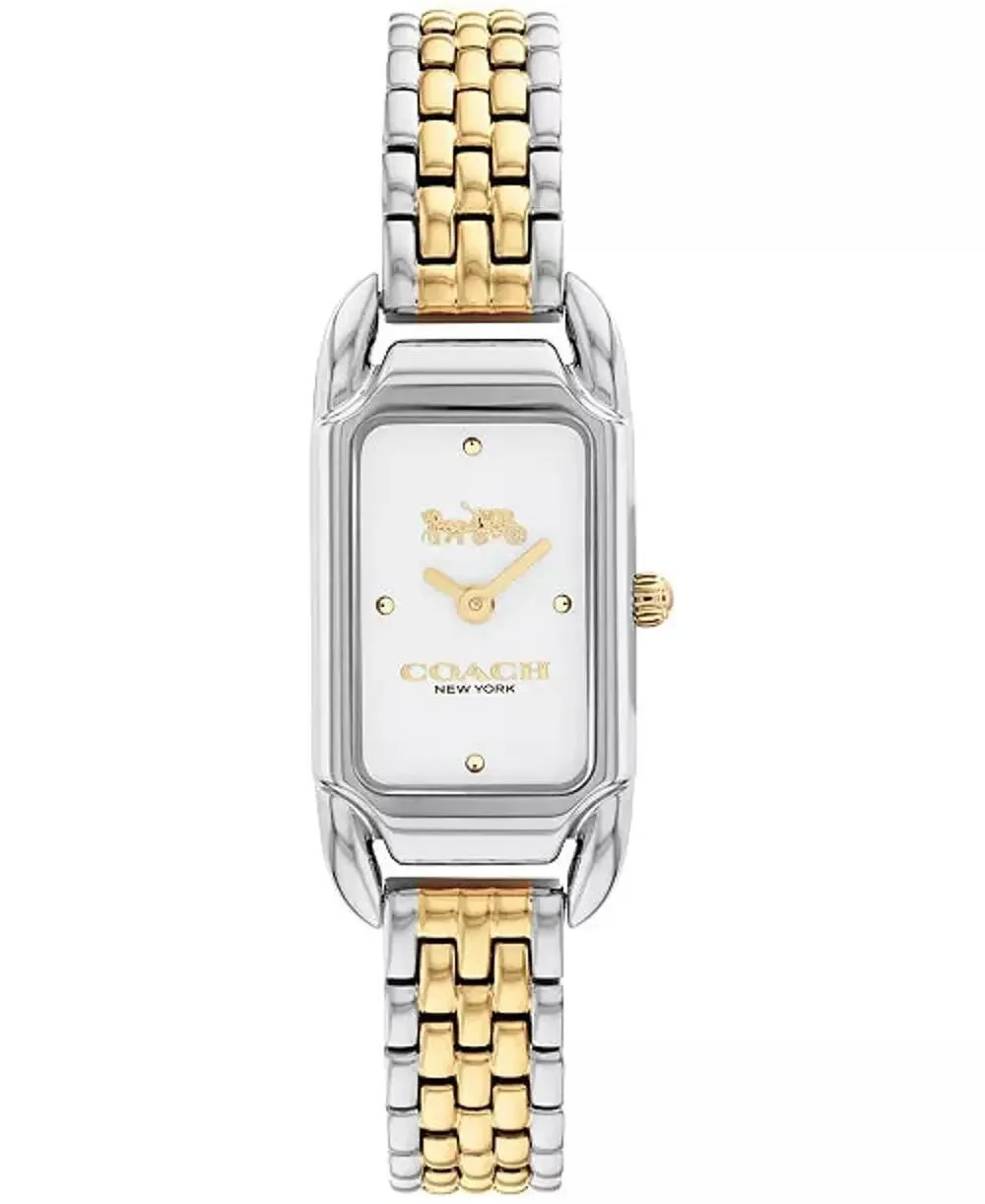 Coach New York Cadie Women Watch Two-Tone Bracelet Slim Rectangular As Is Silver