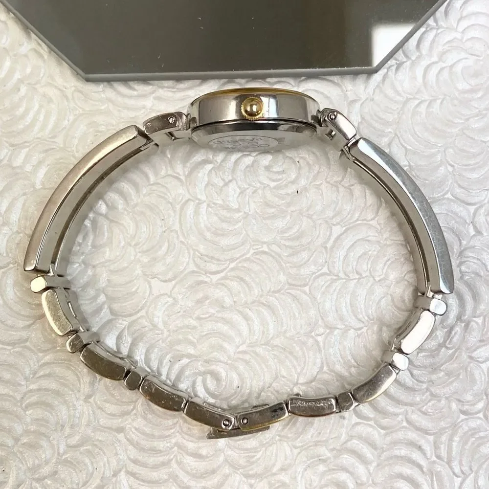 Vintage Bill Blass Diamond Accented Oval Dial Tri-Color Bracelet Watch