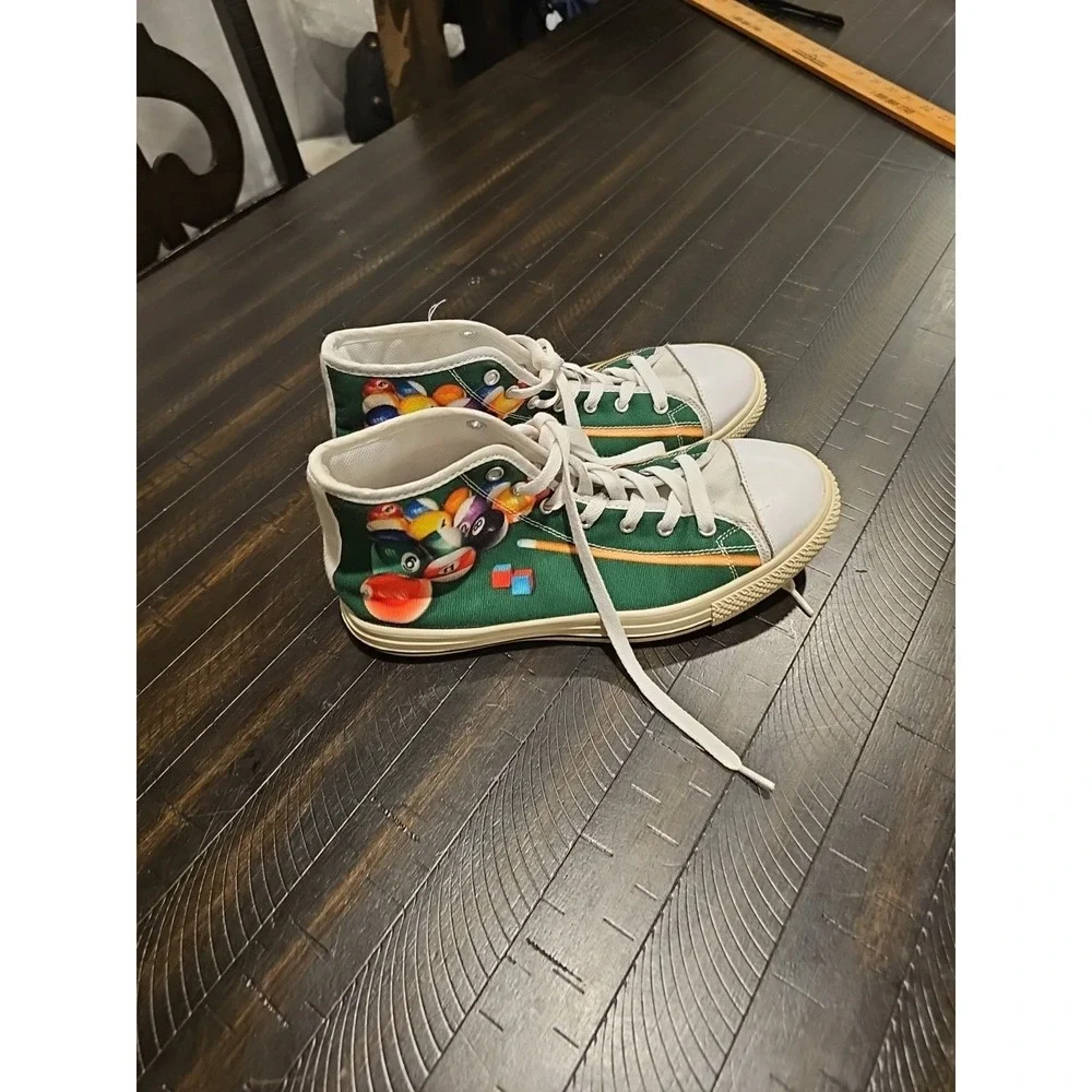 Groove Bags & Custom Kicks Green High Top Sneakers Billiard Pool Shoes‎ Sz 9