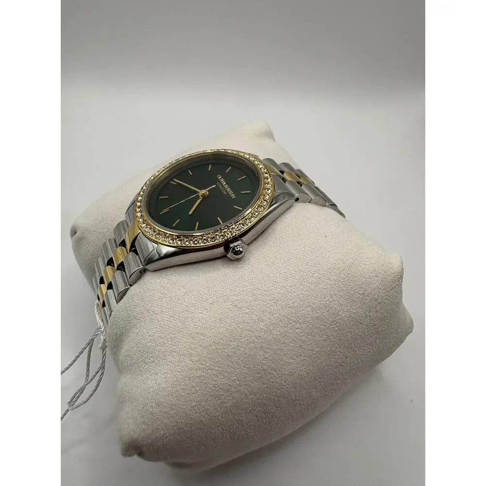 Olivia Burton London Women Watch Green Dial Crystal Bezel Two-Tone Nwt Green