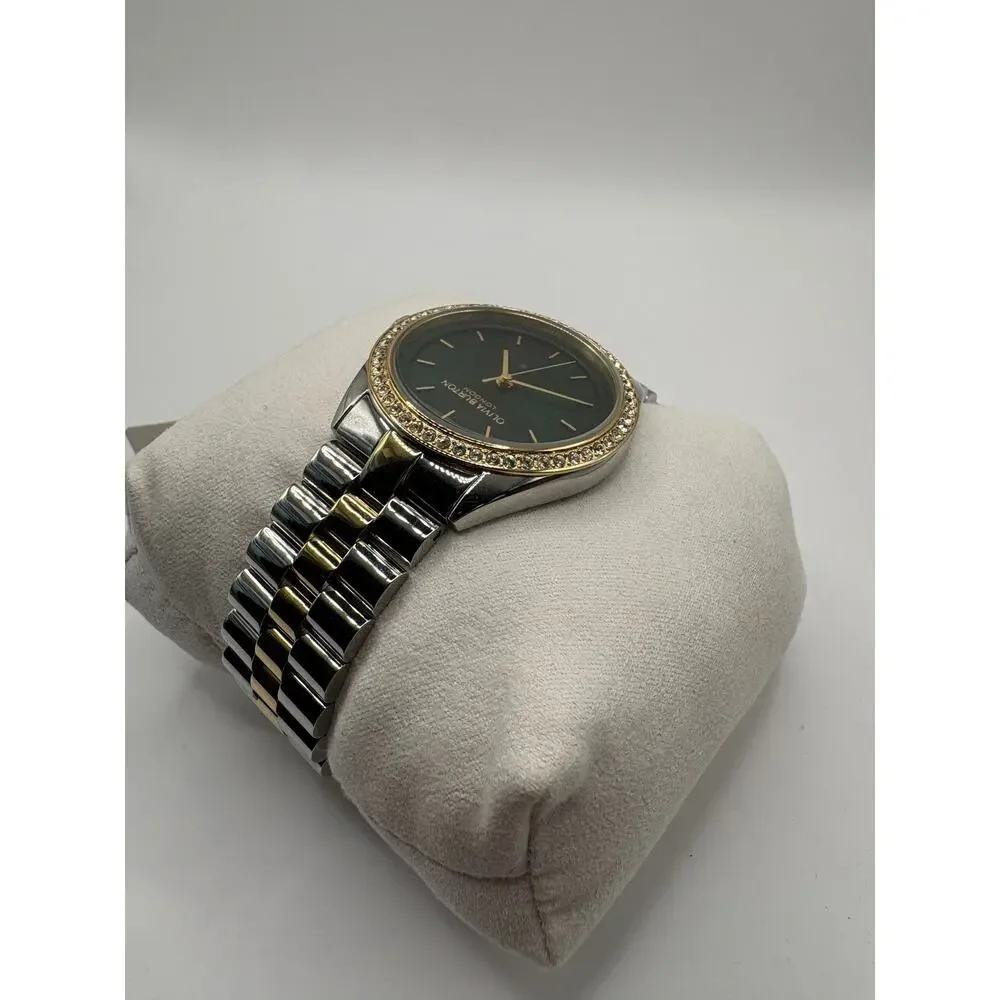 Olivia Burton London Women Watch Green Dial Crystal Bezel Two-Tone Nwt Green