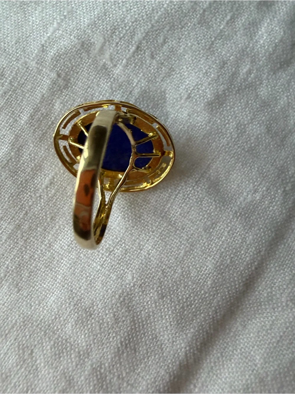 14K Gold Deep Blue Lapis Lazuli - Statement Ring