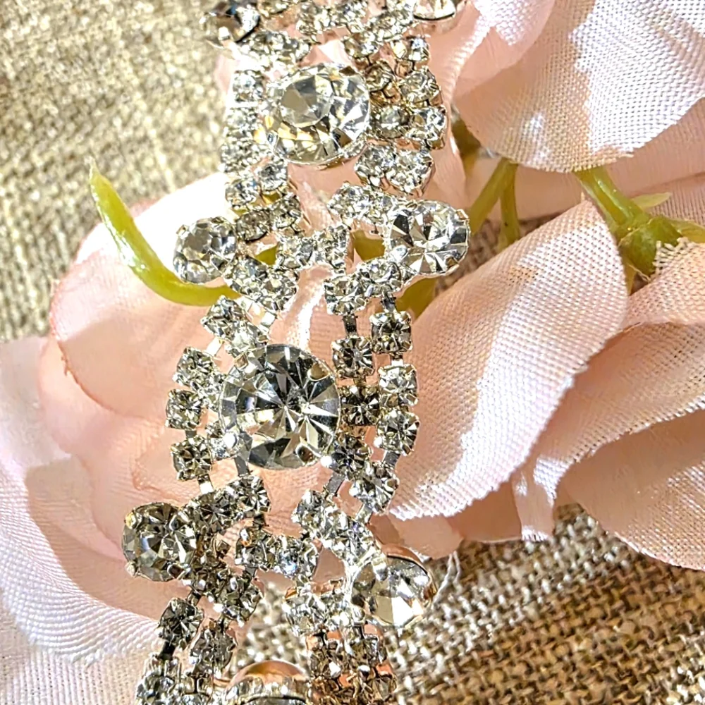 Silvertone Crystal Rhinestone Bracelet.  Bridal Bracelet