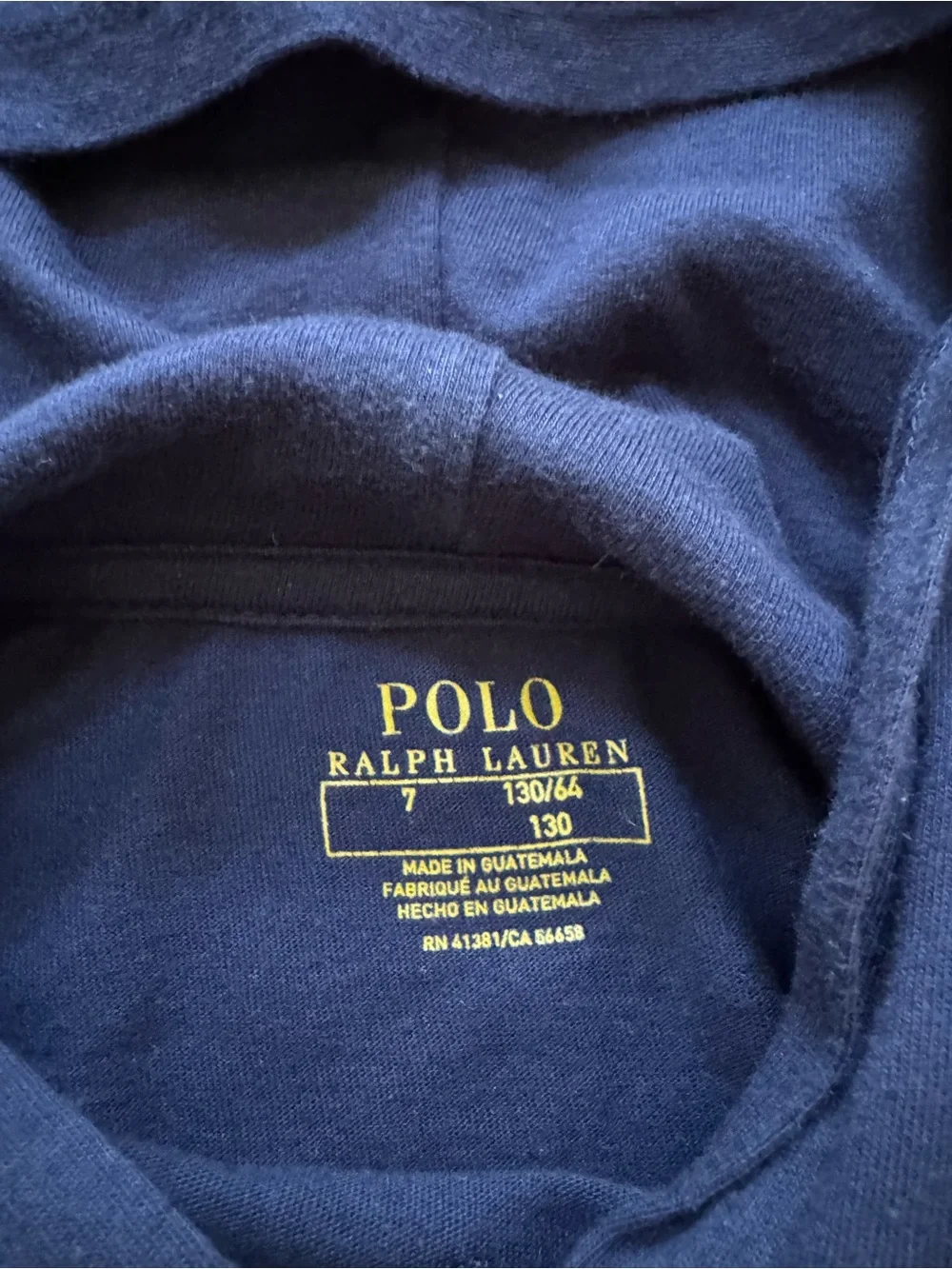 Polo Ralph Lauren Polo Bear Hooded Long Sleeve Tee Navy Boys Size 7