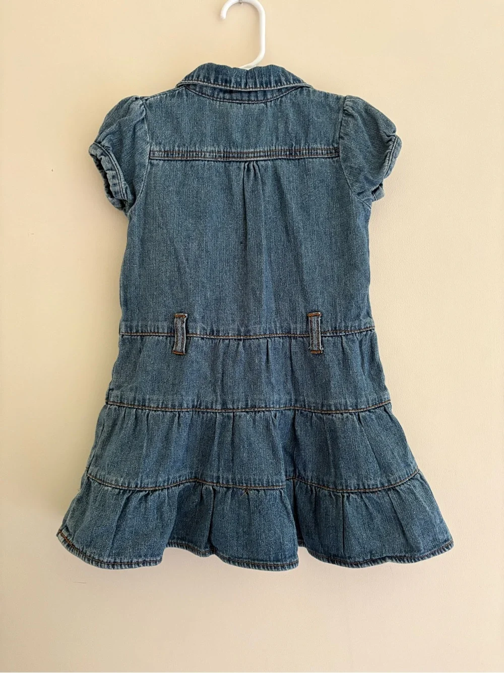 Vintage 90s Carter’s Watch the Wear Denim Embroidered Dress Girls Size 3T