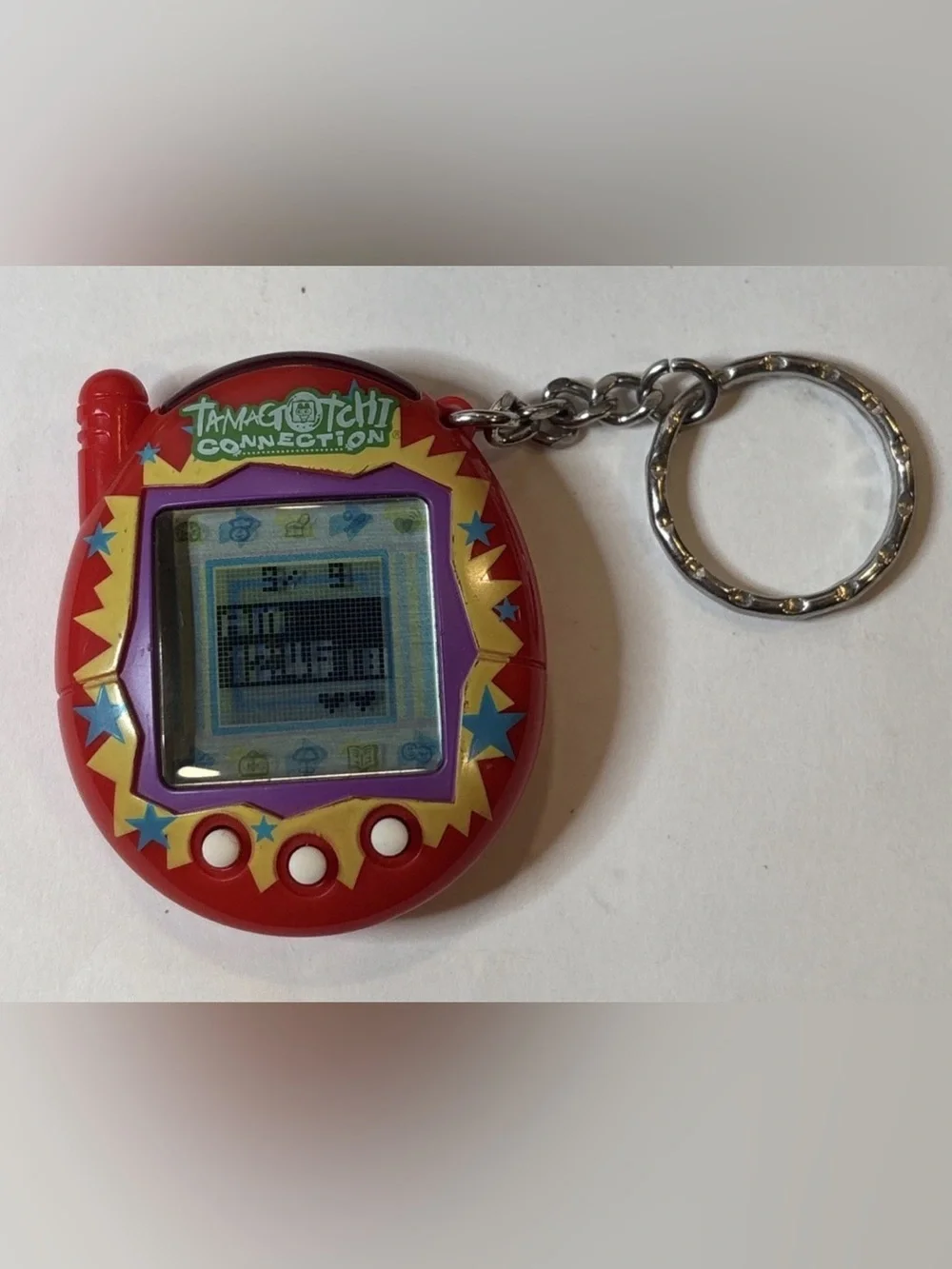 2004 BANDAI TAMAGOTCHI Connection v3 Red with Yellow Blue Stars | Tested Works