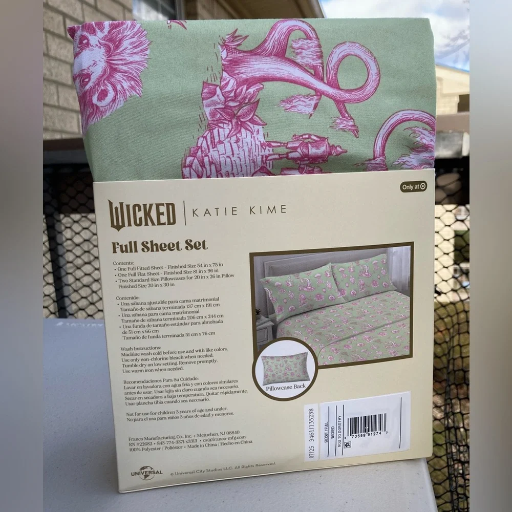 Wicked For Good Katie Kime Artwork Full Sheet Set Green Pink Character Artwork