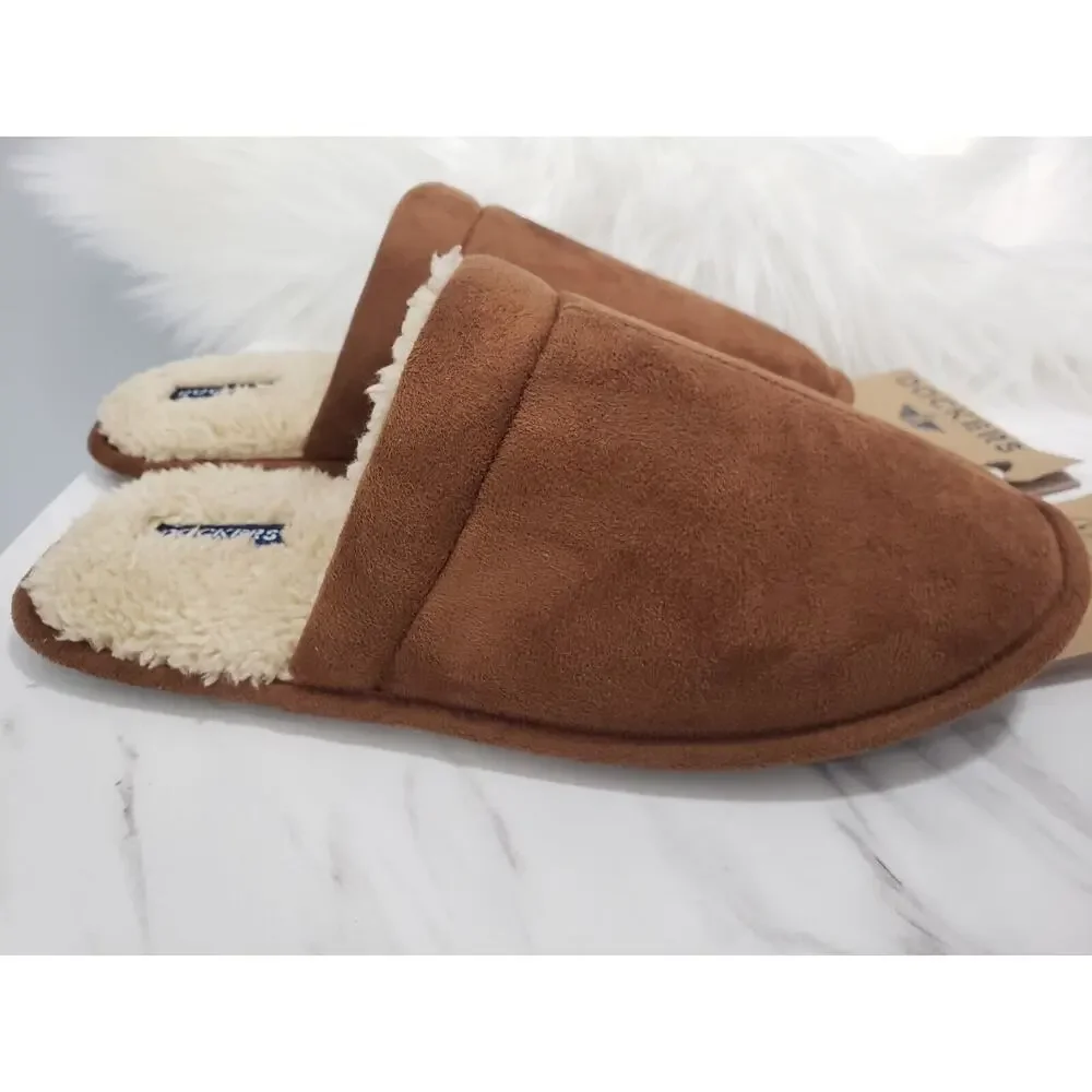 NEW DOCKERS MEN'S‎ SUEDE SLIPP ON BROWN SLIPPERS MEDIUM 7/8 HOUSE SHOE