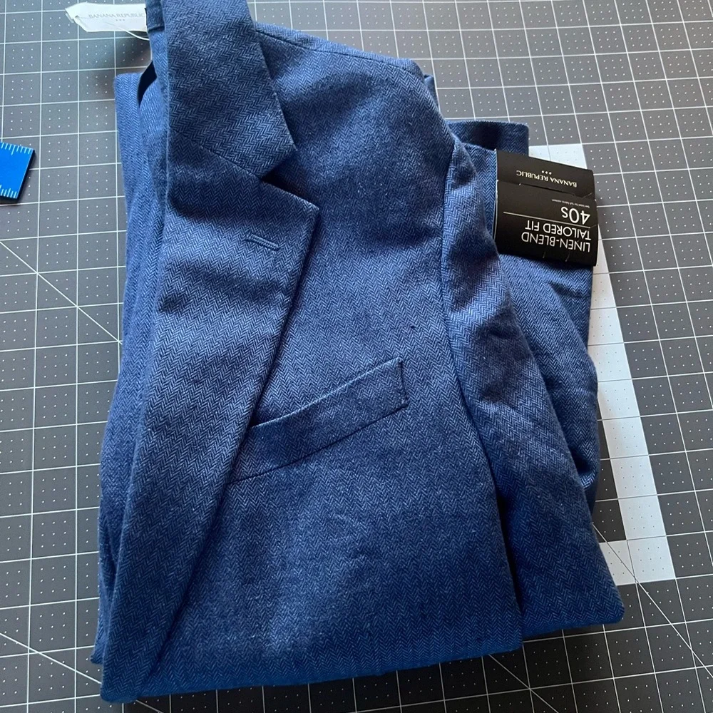 Linen Blend Banana Republic Navy Blue Lightweight sports Jacket Blaze 40S