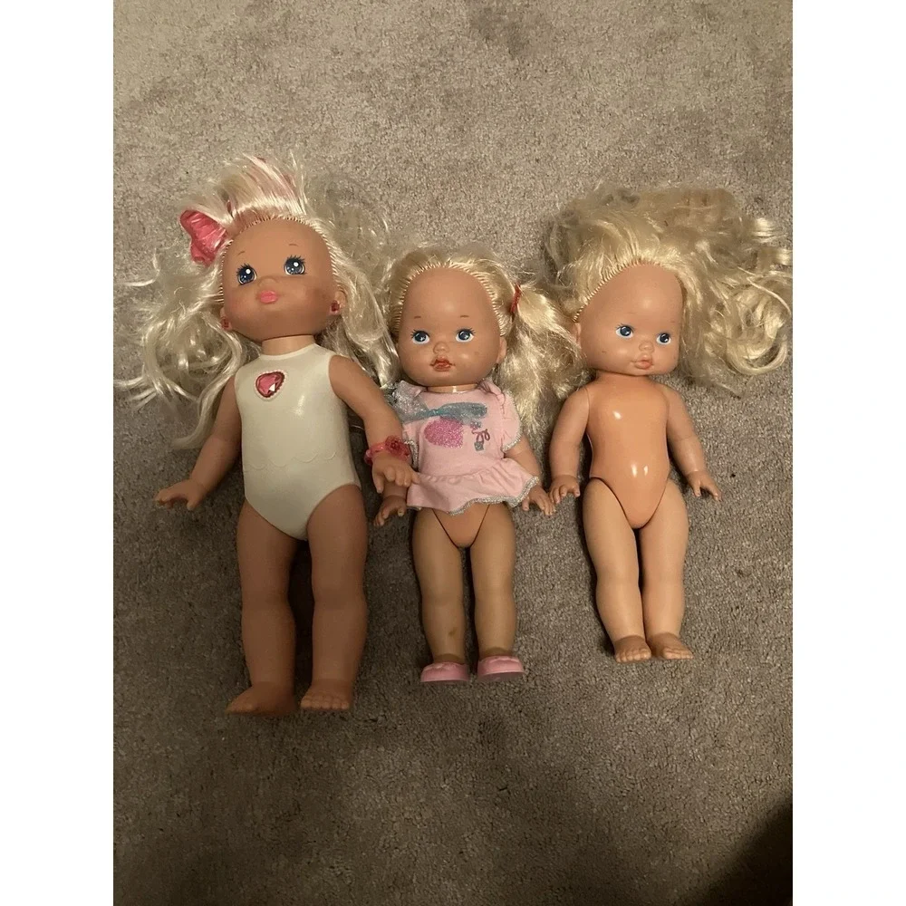 Lot Of (3) Mattel PJ Sparkles Doll Vtg 1988 Light Up Lil Miss Makeup Doll Etc