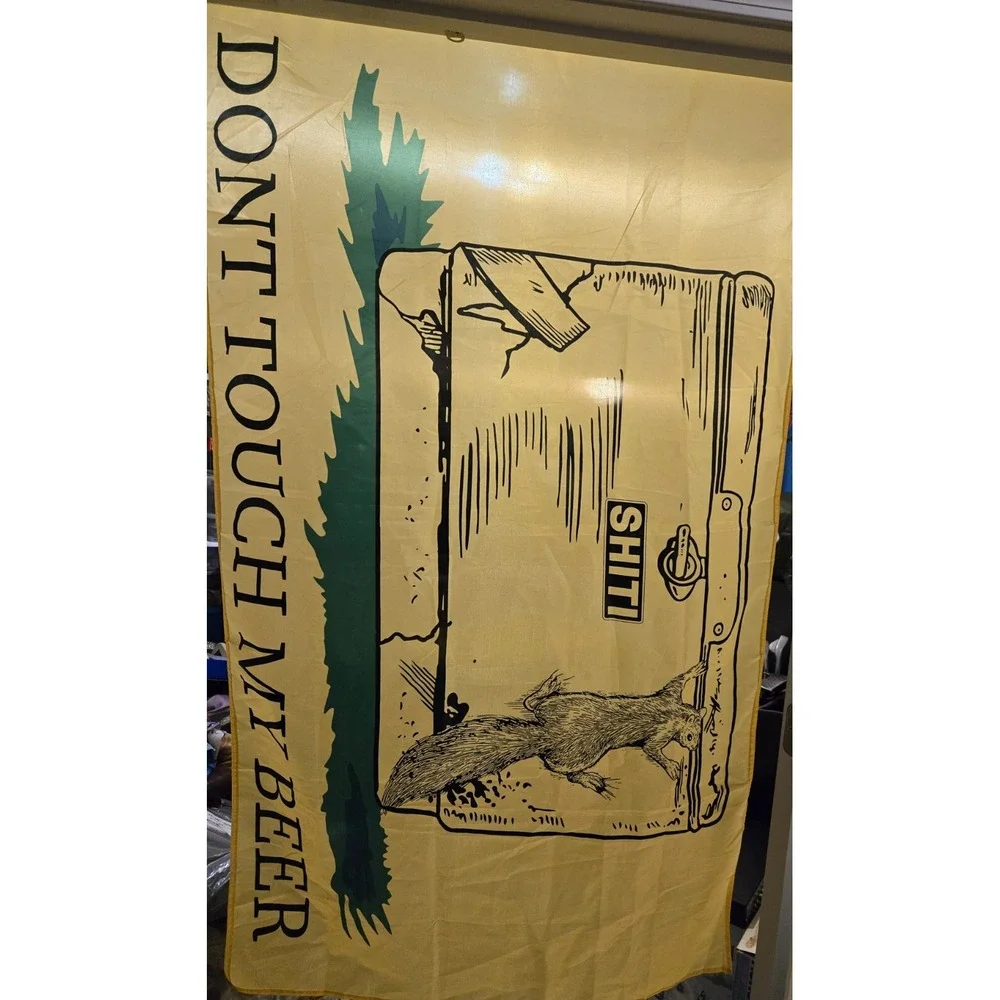 Shiti Beer Rare Flag 3' X 5' Dont Touch My Beer Squirrel‎ Yellow Advertisement
