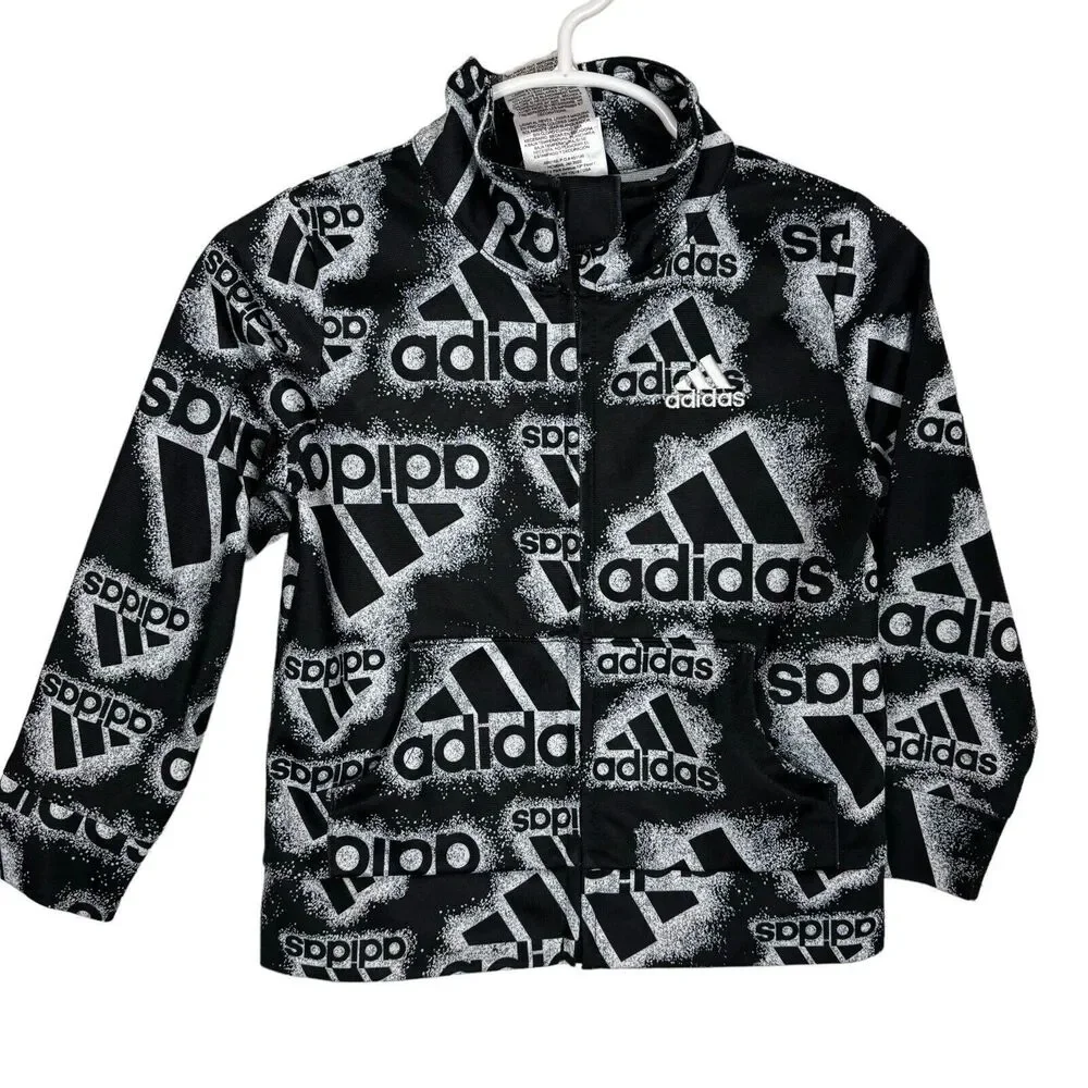 Adidas Black Print Full Zip Jacket Boys 24 Months