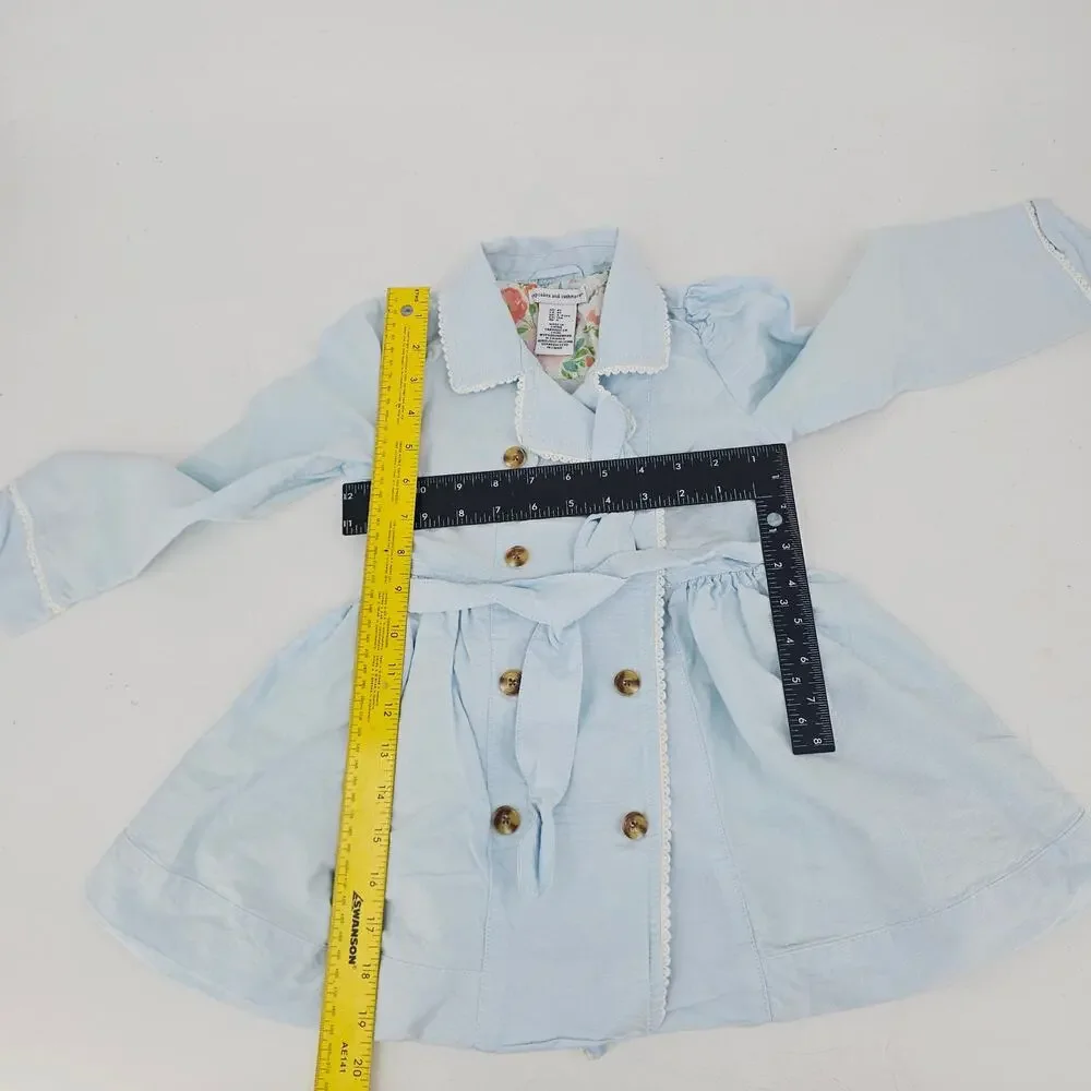 Cupcakes & Cashmere Pastel Blue Trench Coat Girls 4T Quiet Luxury Old Money 4017