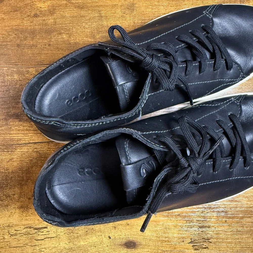 ECCO Soft 7 430004‎ Black Leather Low Top Sneakers Mens Size 41